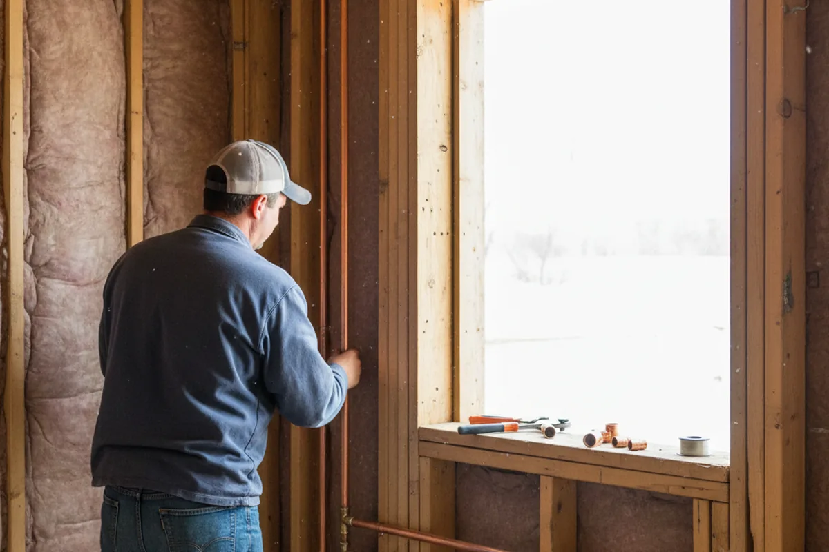Licensed plumber running new copper supply lines in a Davenport home
