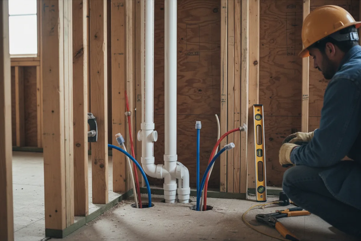 Drain and supply rough-in during Drain Cleaning in Davenport