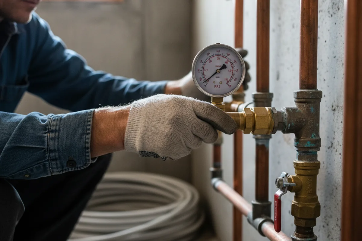 Pressure testing a repaired line during Water Line Repair in Davenport